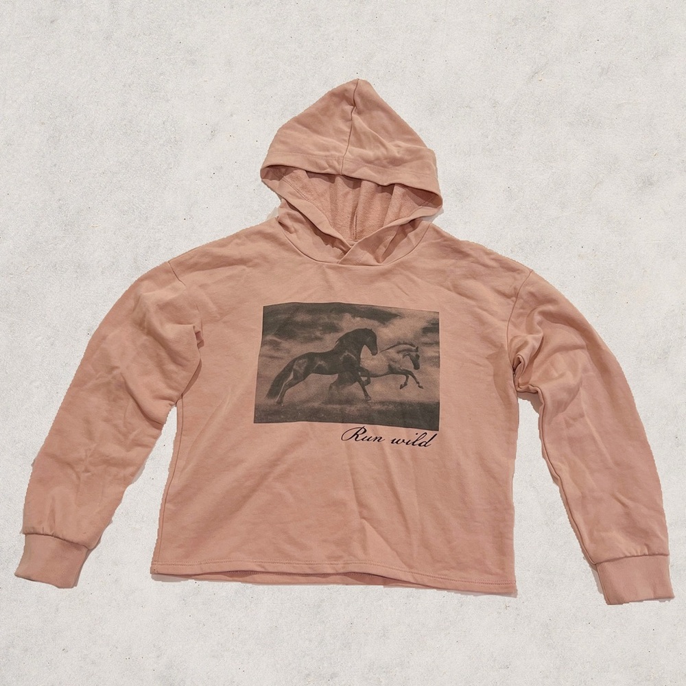 H&M Girls Printed Horse Hoodie and Sweatshirt- Size 8 - Picture 2 of 8